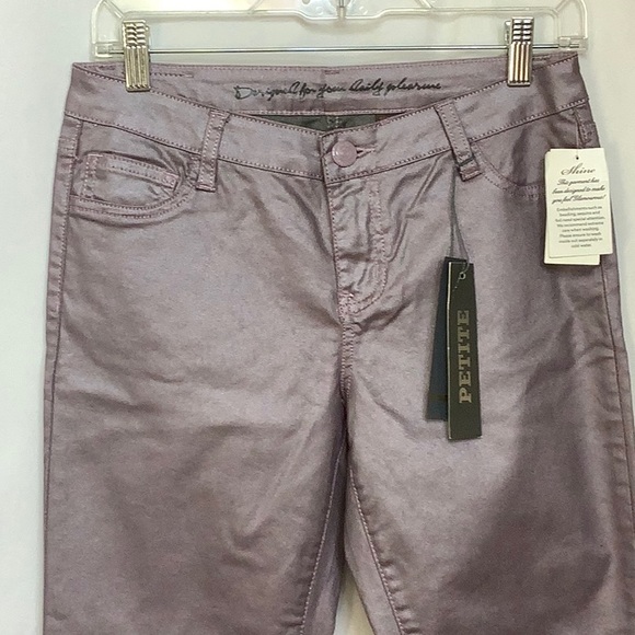 Metallic Muted Purple Cropped Jeans With Ankle Zippers Size 10P - Picture 3 of 16